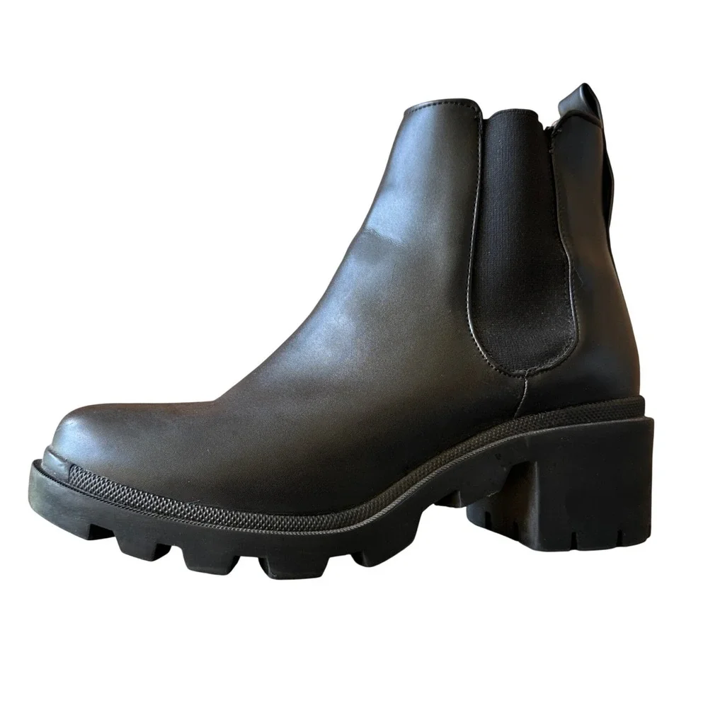 Steve Madden Amulet Black Lug Sole Platform Chelsea Boots Womens 10M